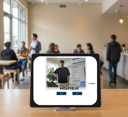Asher cafe mockup in a live service environment